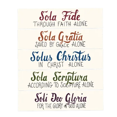 Five Solas Hand Lettered Bookmark Set